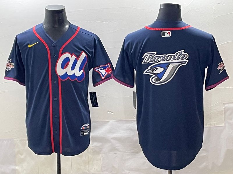 Men 2025 Toronto Blue Jays Blank Drak Blue All star Blank Blue Nike MLB Jersey style 4->toronto blue jays->MLB Jersey